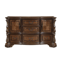 Formal Traditional Dark Brown Finish Luxury Dresser of 5x Drawers Gold Accent Detailing Bedroom Furniture 1pc Storage Cabinet