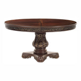 Beautiful Cherry Finish with Gold Tipping 1pc Dining Round/Oval Table with Extension Leaf Traditional Design Furniture