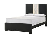 Contemporary King Panel LED Light Headboard Bed 1pc Black White Finish Wooden Bedroom Furniture
