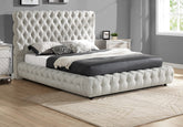 1pc Contemporary Upholstered King Bed Tufted Headboard and Footboard Bedroom Furniture Dove Gray