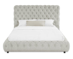 1pc Contemporary Upholstered King Bed Tufted Headboard and Footboard Bedroom Furniture Dove Gray