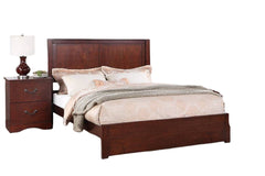 1pc California King Size Bed Two Panel Headboard Cherry Finish Bedroom Furniture