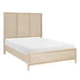 Contemporary King Size Panel Bed Light Brown Finish Wooden Bedroom Furniture 1pc
