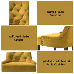 Farren Yellow Velvet & Espresso Finish Side Chair (Set of 2)