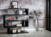 Buck II Clear Glass, Chrome High Gloss Finish Writing Desk with Shelf