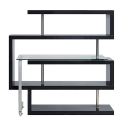 Buck II Clear Glass, Chrome High Gloss Finish Writing Desk with Shelf