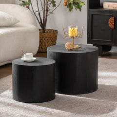Nesting Coffee Table Set of 2 Round Wooden Coffee Tables Circle Modern Table for Small Space Living Room Bedroom Accent End Side Table