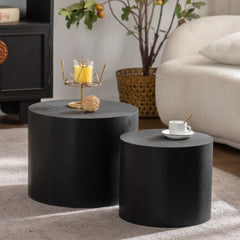 Nesting Coffee Table Set of 2 Round Wooden Coffee Tables Circle Modern Table for Small Space Living Room Bedroom Accent End Side Table
