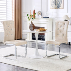 Set of 2,Retro alligator skin Upholstered dining chairs,with Crystal buckle design and Faux Leather design,a touch of elegance and mystery to the dining area,Electroplated metal bow leg
