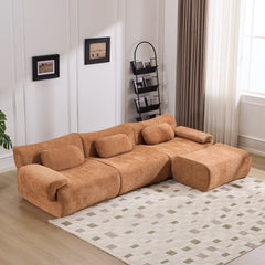 Modular Combination, Bamboo Joint Shape, Armchair, Extra-Large Compression & 3+1 Seater Chenille Deep-Seat (with 3 Pillows) All Fit Living Room/Bedroom
