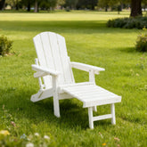 Lounge chair white color, suitable for all seasons: Outdoor lounge chair, made of sturdy HIPS material, equipped with 304 stainless steel accessories.