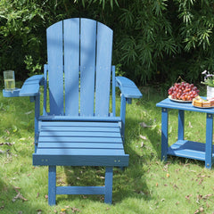 Lounge chair dark blue color, suitable for all seasons: Outdoor lounge chair, made of sturdy HIPS material, equipped with 304 stainless steel accessories.