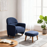 Modern Lazy Chair with Footrest Ottoman - Upholstered Leisure Sofa Chair, Reading Corner Chair for Small Space