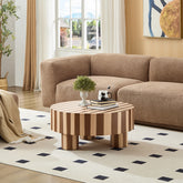 Round Wood Coffee Table, Natural Finish For Living Room
