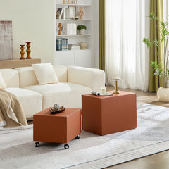 Modern Orange MDF Saddle Leather Table – Two Compact Sizes, Perfect for Living Room Decor & Daily Use