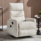 Heat Massage Manual Recliner Chair with Rocker and Swivel in Fabric for Living Room, Beige