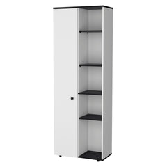 White and Wenge 1-Door Multistorage Kitchen Pantry