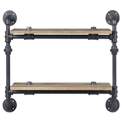 Oak and Sandy Black Rectangle 2-Tier Wall Shelf