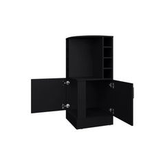 Wenge Corner Bar Cabinet with Bottle Rack and Open Shelf