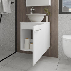 White Bathroom Vanity with Integrated Sink