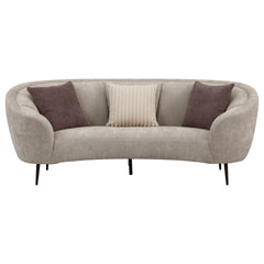 Aura Beige Upholstered Curved Sofa