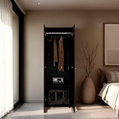Stained Walnut 2-Door Tall Wardrobe Cabinet