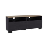 Wenge and Natural Oak TV Stand with a Door and Open Storage