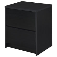 Geary Black 2-drawer Nightstand LED Lights and USB