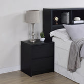 Geary Black 2-drawer Nightstand LED Lights and USB