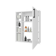 White 1-Door Bathroom Cabinet with 4 Open Shelf