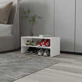 White 2-Shelf Shoe Rack with Low Horizontal Design