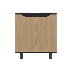 Natural Oak and Wenge Under Sink Storage Cabinet with Double Doors