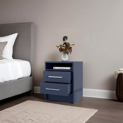 Kronos Blue 2-Drawer Floating Nightstand with Open Shelf