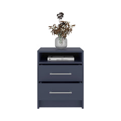 Kronos Blue 2-Drawer Floating Nightstand with Open Shelf