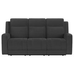 Slater Dark Charcoal Upholstered Reclining Sofa