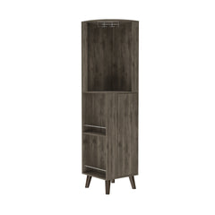 Dark Brown 1-Drawer 2-Shelf Corner Bar Cabinet