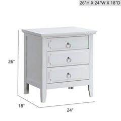 Hammond G0091-N 3 Drawer Nightstand White