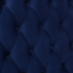 Brooklyn King Tufted Panel Bed Headboard and Footboard Set, Navy Blue Velvet