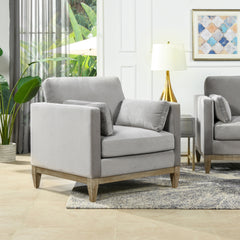 Knox 36" Modern Farmhouse Arm Chair, Opal Grey Velvet