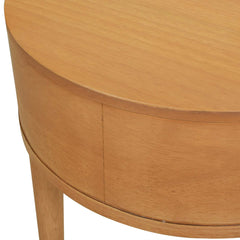 Cabana 18" Round Cane Rattan Storage Side Table, Natural Brown Oak Wood