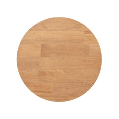 Kenzie 19.5" Fluted Pillar Round Accent Side Table, Light Natural Brown Rubberwood