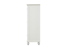 Coastal Transitional Style Chest Antique White Finish English Dovetail Drawers Ball Bearing Glides Round Knobs Drawers Handles Bedroom Furniture