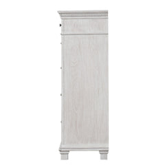1pc Chest English Dovetail Drawers Knobs Metal Handles Metal Glides Dentil Molding Weathered Gray Finish Transitional Bedroom Furniture