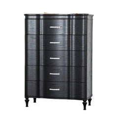 Glamorous Finish 1pc Chest Curved Front Full Extension Drawer Acrylic Handles Turned Wooden Legs Felt Lined Top Drawer Black Finish Bedroom Furniture