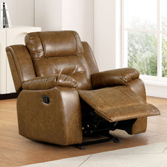 High Density Foam Manual Recliner Transitional Style Brown Finish Pillow Top Arms Primary Living Room