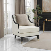 Traditional Style 1pc Chair Curved Arms Half Moon Cut Gold Capped Front Legs White Finish Primary Living Room