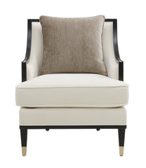 Traditional Style 1pc Chair Curved Arms Half Moon Cut Gold Capped Front Legs White Finish Primary Living Room