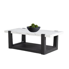 Modern Contemporary Style 1pc Coffee Table Faux Marble Top Two Tone Design Black And White Finish Primary Living Room
