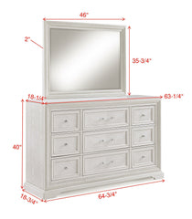 1pc Traditional 6-Drawer Storage Dresser Antique White Finish Wooden Furniture