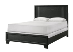 Contemporary 1pc King Size Panel Bed Wooden Bedroom Furniture Charcoal Finish